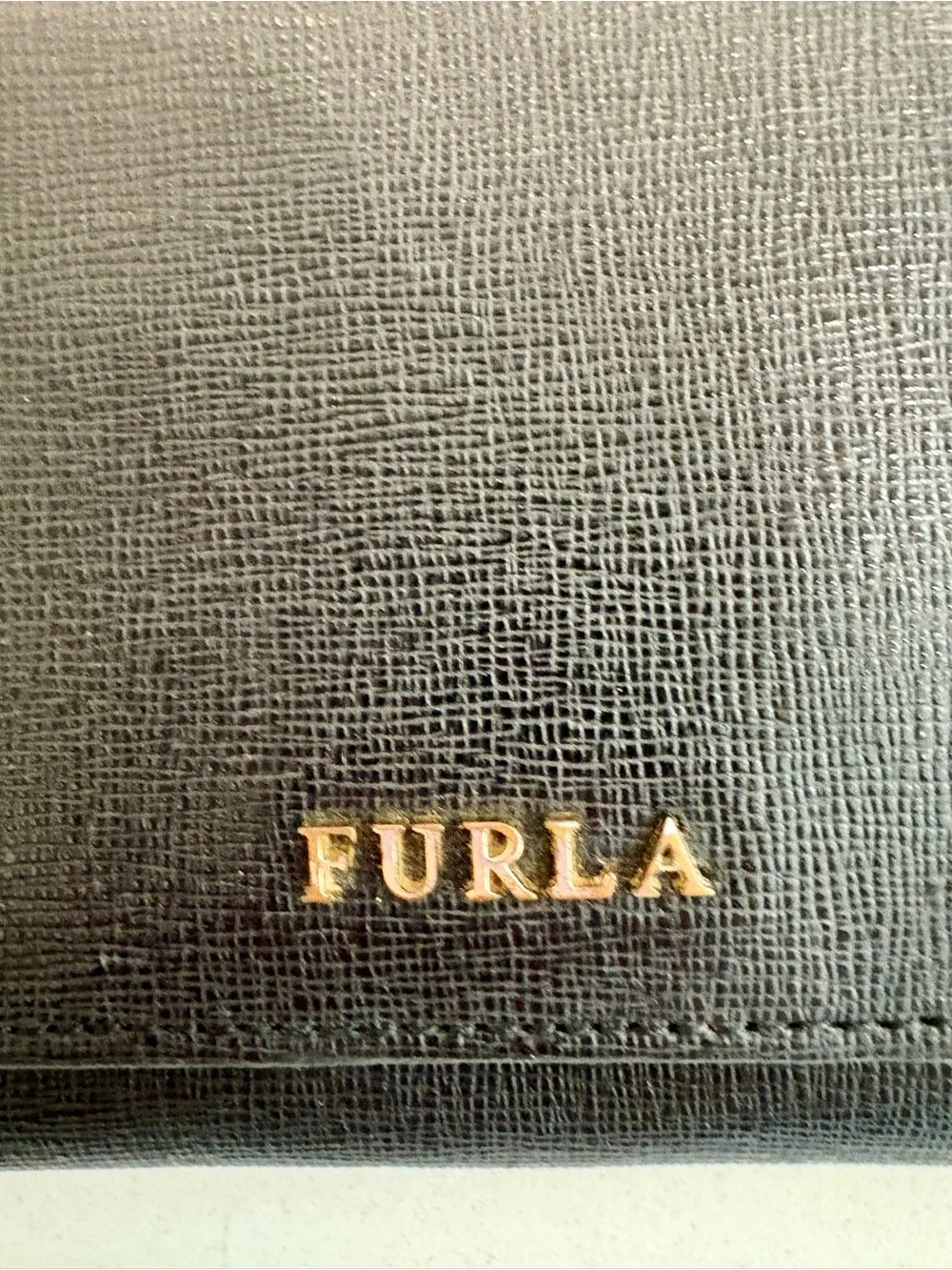 Furla Black Saffiano Leather Continental Wallet Gold Hardware